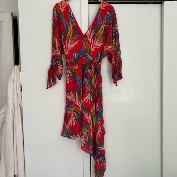 Red Carter Red Tropical Dress Size L - Picture 2 of 8